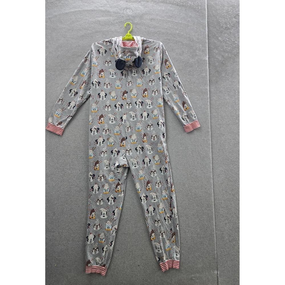 Disney Parks Men Sleepwear XL Gray One‎ Piece Pajamas Mickey Jumpsuit - Picture 13 of 15
